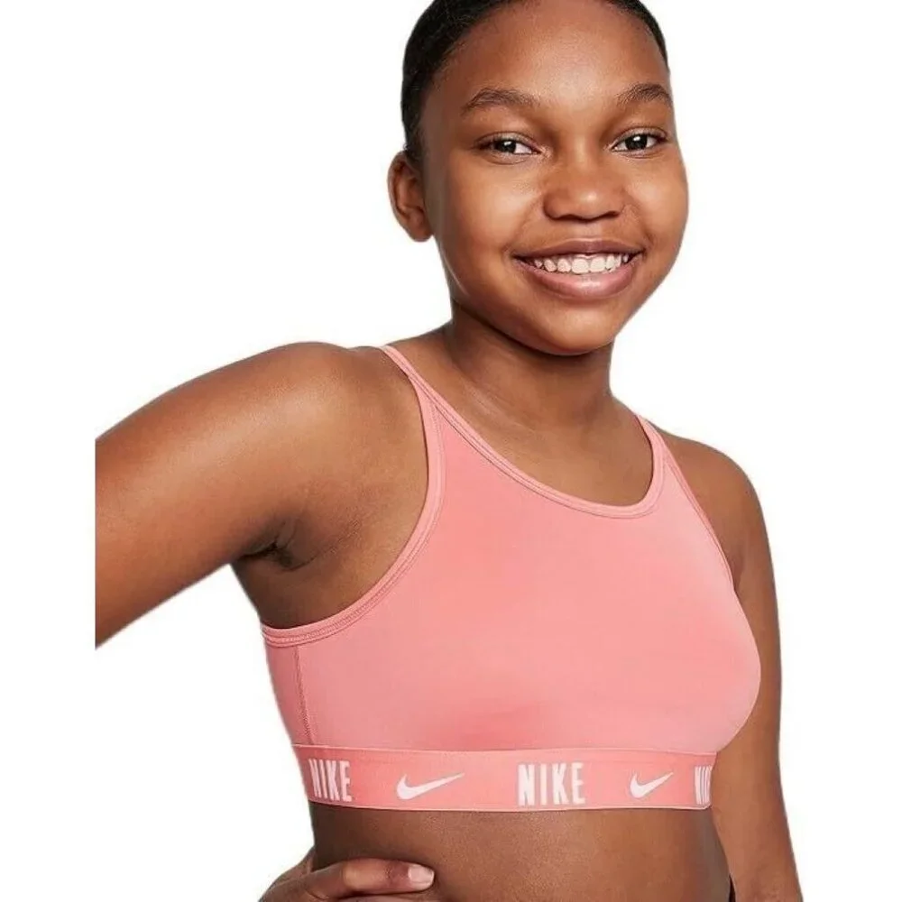 Nike Trophy Big Girls Sports Bra Dri-Fit Training Light Support Pink Size XL(+)
